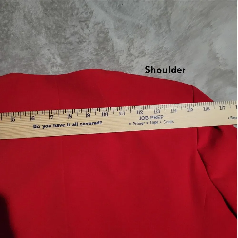 Tahari Arthur S. Levine Red Topper Jacket Coat Collarless Long Blazer Size 4 - Picture 13 of 15